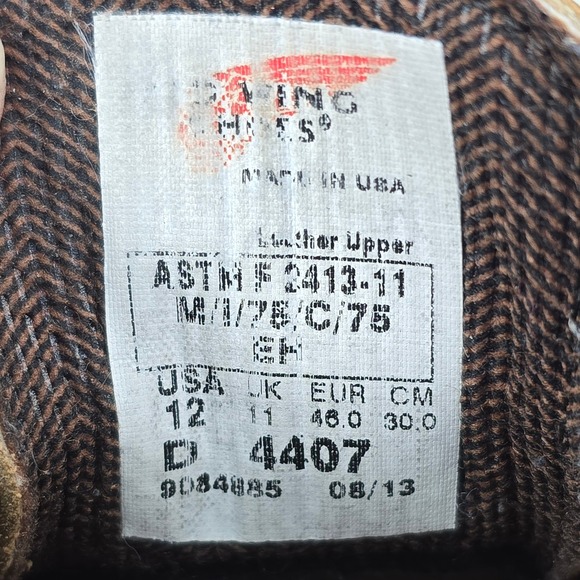 Red Wing 4407 Work Shoes Mens 12 D Brown Leather Steel Toe Made in USA Oxford EH